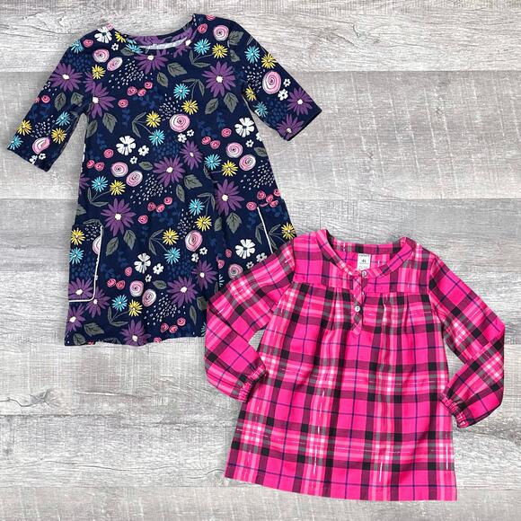 Carters Bundle Tunic Tops Girls 4T Plaid Pink & Navy Floral Dresses Long Shirts - Picture 1 of 10